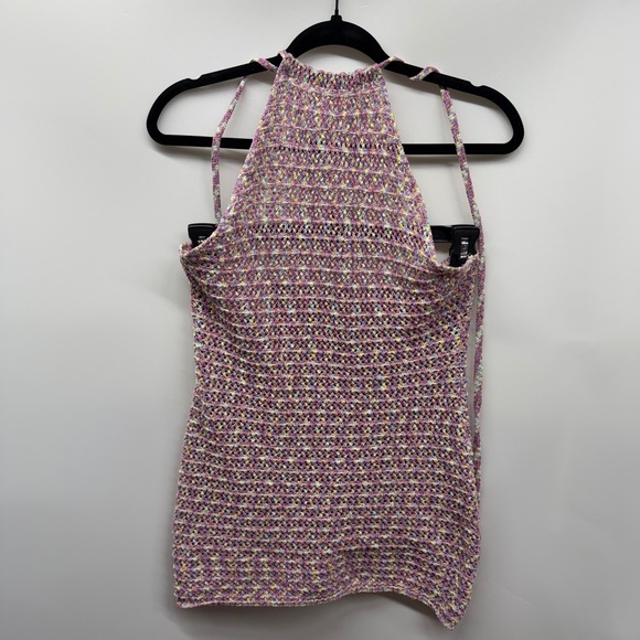 Dresses & Skirts - Crochet Halter Mini Dress Space Dye Pink Purple Festival Fairycore Swim Cover
